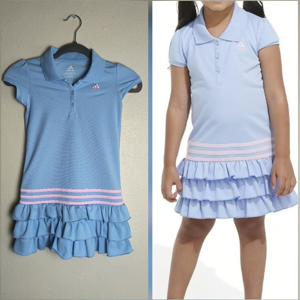 Adidas Blue Polo Dress with Ruffle Skirt 6X Girl